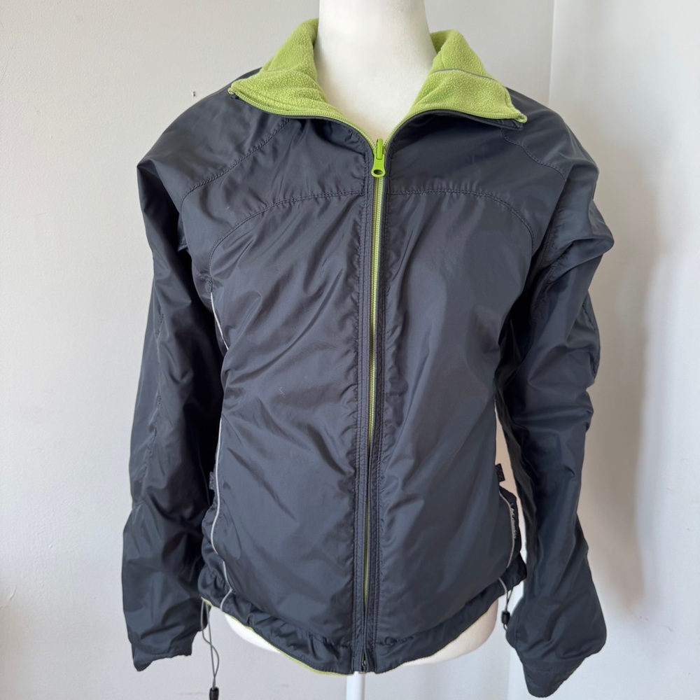 Columbia REVERSIBLE Fleece Nylon Outdoor Jacket Full Zip‎ Green/Grey Size Medium - Picture 8 of 11